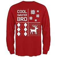 Old Glory Ugly Xmas Sweater Festive Blocks Cool Sweater Bro Red Adult Long Sleeve T-Shirt - X-Large