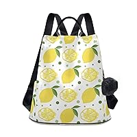 ALAZA Summer Lemon Fruit Green Polka Dot Backpack Purse for Women Anti Theft Fashion Back Pack Shoulder Bag