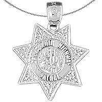 Silver California Highway Patrol Necklace | Rhodium-plated 925 Silver California Highway Patrol Pendant with 18