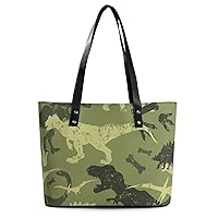 Womens Handbag Camouflage Dino Pattern Leather Tote Bag Top Handle Satchel Bags For Lady