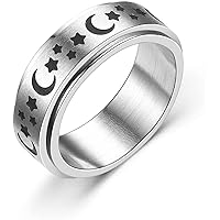 Titanium stainless steel spinner rings moon and star fidget ring engagement wedding promise Band for Women Men Size 6 13 Attractive and Fashion