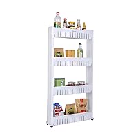 Laundry Room Organizer, Mobile Shelving Unit Organizer with 4 Large Storage Baskets, Gap Storage Slim Slide Out Pantry Storage Rack for Narrow Spaces, 4 Tier …