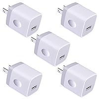 Single Port USB Charger,UorMe 1A 5V Wall Plug USB Power Adapter 5 Pack for iPhone 15 Plus 14 Pro Max/13/12/11/X/8/7/6S/6Plus,Samsung Galaxy S23 Ultra/A15/A14/A13/S22/S20 Ultra/S10/S9 Note 20,HTC,Moto