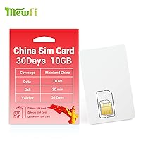 China SIM Card 30 Days 10GB, Mainland China Sim Card with Mobile Number, Activation Required, 4G/5G Operating Network, 30 Minutes of Local Calls