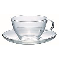 Hario Tea Cup and Saucer Set, 230ml, Clear