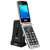 SPC Prince 4G Senior Mobile Phone with Flap, Large, Easy-to-Use Buttons, SOS Button, Remote Configuration, Charging Station, USB-C and 2 Direct Storages - Black