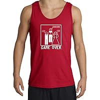 Game Over Marriage Ceremony White Funny Bride Groom Adult Shirt Tank Top - Red