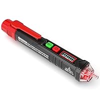 Voltage Tester/Non-Contact Voltage Tester with Dual Range AC 12V-1000V/48V-1000V, Live/Null Wire Tester, Electrical Tester with LCD Display, Buzzer Alarm, Wire Breakpoint Finder-HT100 (Red)