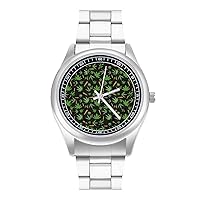 Marijuana Weed Automatic Watches for Men Women Stainless Steel Wrist Watch Fashion Bracelet Watch