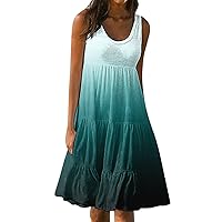 Dresses for Women 2024 Fashion Casual Summer Printed Sundress Loose Gradient Beach Skirt Mini Dress