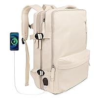 Lightweight Travel Backpack with 17.6 Inch Laptop Compartment for Women, Personal Item Backpack USB Charging Port, Large Capacity for Carry On Flight Approved Business Bag for Men