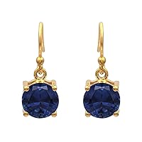 Multi Choice Round Shape Gemstone 925 Sterling Silver Yellow Gold Plated Solitaire Earring