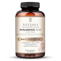 Hyaluronic Acid W/Vitamin C & Collagen Peptides, Astaxanthin, Phytoceramides, Imino Acid, Marigold Extract- 1200 mg Anti-Aging Dietary Supplement for Face, Hair, & Nails & Skin- 60 Capsules
