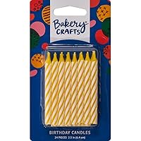 Candy Stripe Smooth and Spiral Birthday Cake Candles, 24 pc (Yellow)