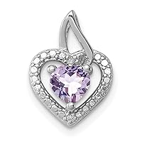 925 Sterling Silver Polished Open back Pink Amethyst Diamond Pendant Necklace Measures 15x11mm Wide Jewelry for Women