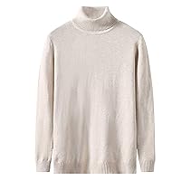 DuDubaby Men's Sweater High Neck Sweater Solid Color Slim Bottoming Sweater