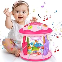 Baby Girl Toys 6-12 Months: Babies Ocean Rotating Light Up Musical Toys 12-18 Months Crawling Learning Infant Toys for Toddlers 1 2 3 Years Old Baby Girl Gifts (Pink)