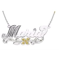 RYLOS Necklaces For Women Gold Necklaces for Women & Men 14K White Gold or Yellow Gold Personalized Diamond & Colorstone Shiny Nameplate Necklace 18MM Special Order, Made to Order Necklace