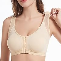 Steel Size Bra Cup Button Women Ring Front Underwear Comfort Gathers Plus Full Bra to Make Breast (Beige, S)
