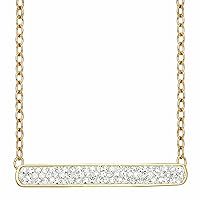 Crystaluxe Bar Necklace with Crystals in 18K Yellow Gold Finish Plated Sterling Silver, 17