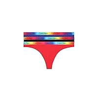 Calvin Klein Women`s Modern Cotton Carousel Rainbow Thongs 3 Pack