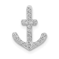 14k White Gold Diamond Nautical Ship Mariner Anchor Chain Slide Pendant Necklace Measures 12.85mm long Jewelry for Women