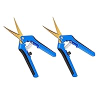 iPower GLPRNR6BLTIX2 2-Pack 6.5” Gardening Hand Pruner Shears with Titanium Coated Curved Precision Blades for Trimming House Plants, Blue