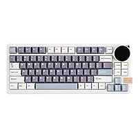 Feker K75 75% Gasket-Mounted 2.4Ghz/BT 5.0/USB-C Wired Wireless Mechanical Keyboard, with Hot Swappable Board, TFT LCD Screen, Rotary Knob, 5000mAh Battery, RGB for Win/Mac (White, Corgi Switch)