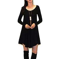 Vivicastle Women's USA Long Sleeve Casual Loose Flowy Simple T-Shirt Tunic Dress