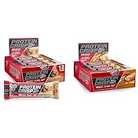 BSN Protein Bars Bundle - Salted Toffee Pretzel & Peanut Butter Crunch Protein Crisp Bars, 20g Protein, Gluten Free, 12 Count