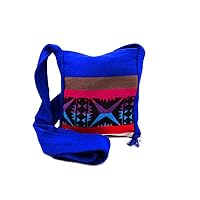 Small Multicolored Tribal Print Striped Canvas Square Purse Crossbody Bag - Womens Fashion Handmade Boho Accessories