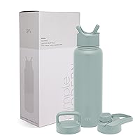 Water Bottle with Straw, Handle, and Chug Lid Vacuum Insulated Stainless Steel Thermos Bottles | Large Leak Proof BPA-Free Sports Flask | Summit Collection | 40oz, Sea Glass Sage
