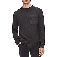 Calvin Klein Mens Felt-Pocket Knit Sweater, Grey, XX-Large