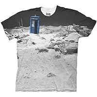 Doctor Who Tardis Prehistoric Earth Adult White Sublimation T-Shirt (Adult Large)