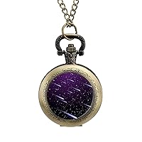 Meteor Shower Pocket Watch with Chain Vintage Pocket Watches Pendant Necklace Birthday Xmas