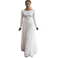 Women's Lace Mermaid Vintage Wedding Dresses with Lace Seeves Romantic Bohemian Bridal Gown