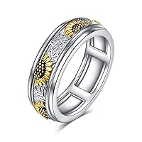 POPLYKE Sterling Silver Anxiety Spinner Rings Rotatable Mood Rings for Women Relieve Stress Gift