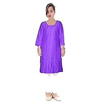 Women's Top Casual Wedding Wear Art Poly Silk Tunic Purple Color Shirt Kurti Plus Size