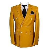 Men's Leisure Groom Blazer Double Breasted Buttons Peak Lapel Tuxedo Coat
