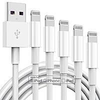 5 Pack Apple MFi Certified iPhone Charger Cable 6Ft, Lightning to USB Cord 6 Foot, 2.4A Fast Charging,Apple Phone Long Chargers for 13/12/11/11Pro/11Max/ X/XS/XR/XS Max/8/7/6, White