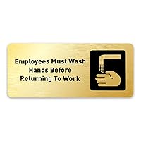 Employees Must Wash Hands Before Returning to Work Plastic Sign - Includes Adhesive Strips - Restroom Bathroom Signs for Offices, Businesses, Restaurants - Hand Wash Sign - 7