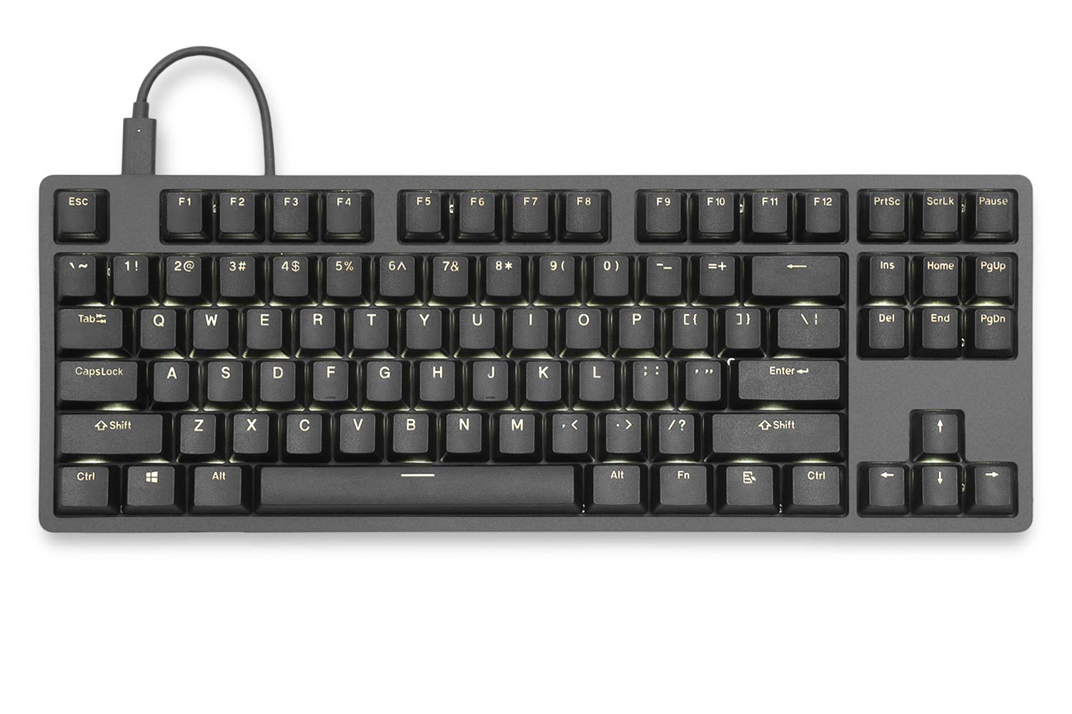 DROP ENTR Mechanical Keyboard — Tenkeyless Anodized Aluminum Case, Doubleshot Shine-Through PBT Keycaps, N-Key Rollover, USB-C, White Backlit LED, Fast & Linear Switches (Black, Gateron Yellow)