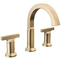 Delta Faucet Tetra Gold Widespread Bathroom Faucet 3 Hole, Gold Bathroom Faucet for Bathroom Sink, Bathroom Sink Faucet, Diamond Seal, Metal Drain, Lumicoat Champagne Bronze 355887-CZ-PR-DST