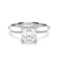 Siyaa Gems 2 CT Asscher Infinity Accent Engagement Ring Wedding Eternity Band Vintage Solitaire Silver Jewelry Halo Setting Anniversary Praise Ring