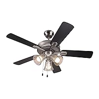 COMMERCIAL COOL 42” Contemporary Ceiling Fan with Lights, Cools up to 175 Sq. Ft., Ideal for Medium Sized Rooms, Equipped with Dual Chain, 5 Reversible Dual Finish Blades in Dark Walnut & Grey