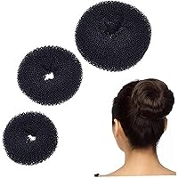 3 Pieces Donut Bun Maker Hair Bun Maker Hairstyle DIY Tool Ring Shaped Bun Maker Set for Chignon Hair Including Large, Medium and Small Black Attractive Processing