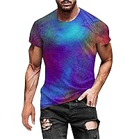Novelty Tie Dye Style T-Shirts for Men Fashion Colorful Shirts Summer Casual Short Sleeve Crew Neck Loose Fit Tee Tops