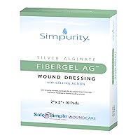 Simpurity Silver Alginate Fibergel AG Wound Dressing with Gelling Action, 2