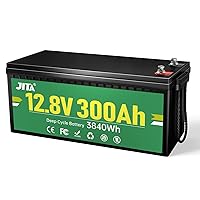 12V 300Ah Lithium Battery LiFePO4 Deep Cycle Battery 200A BMS, 2000-5000 Cycles, 10 Year Life, Power Fast Charging for Solar Power System RV House Trolling Motor Wheelchair Household (12V 300Ah)