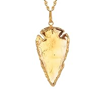 Excel Gorgeous Golden Yellow Arrowhead Carved Pendant